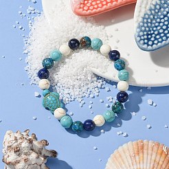 Bracciali sintetici turchesi tinti con tartaruga da spiaggia estiva&nbsp;BJEW-JB10896-01
