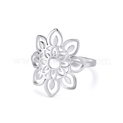 ボヘミアンスタイル 304 ステンレススチール製 女性用指輪  花  ステンレス鋼色  内径：17mm&nbsp;FS-WGCEB2E-01