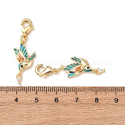 Ciondolo decorativo in ottone con micro pavé di zirconi cubici e smalto.&nbsp;KK-T083-01G-G