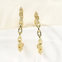 Серьги-гвоздики в форме буквы С из латуни с прозрачным кубическим цирконием EJEW-L261-024G