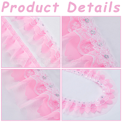 Лента из полиэстерового цветочного кружева с пайетками длиной 10 м OCOR-GF0003-34B