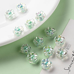 透明なアクリルビーズ  二層ビーズ  ABカラー  花  アクアマリン  12x12.5x6mm  穴：2.5mm  約893個/500g&nbsp;TACR-S152-06B-SS2111