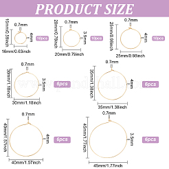 54 шт. 7 стиля латунных сережек-колец KK-BC0013-33G