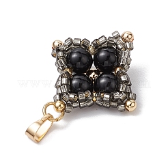 Подвески из натурального черного оникса (окрашенного и нагретого) и стеклянных бусин&nbsp;PALLOY-MZ00365-05