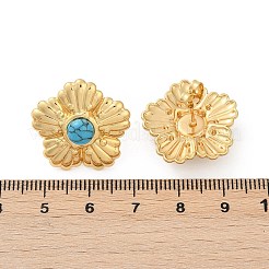 Серьги-гвоздики из нержавеющей стали 304 с синтетической бирюзой для женщин EJEW-U046-15G