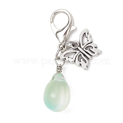 Подвеска в виде стеклянной капли и бабочки в тибетском стиле&nbsp;HJEW-JM03253