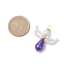5 個のガラスパールペンダント  金色の銅線付き  角度  ミックスカラー  36x32.5~33.5x10mm  穴：4mm&nbsp;PALLOY-JF03080