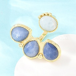 Bagues manchettes en aventurine bleue naturelle et en aigue-marine naturelle&nbsp;GG-G001-03G-07