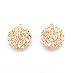 Латунные микропаве прозрачные подвески с фианитом&nbsp;KK-F841-09G