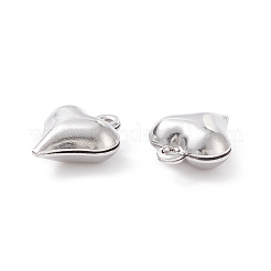 変色しない304ステンレススチールチャーム  ハート  ステンレス鋼色  11x9x4mm  穴：1mm&nbsp;STAS-I138-11C-P-01