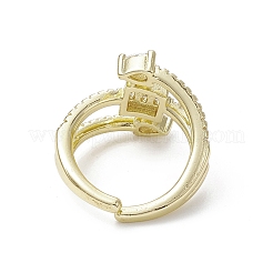 Стойка покрытие латунь микро паве кубический цирконий открытые манжеты кольца RJEW-K257-40G