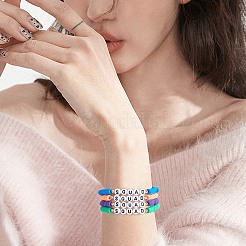 8шт 8 цвета полимерная глина Heishi Surfer стрейч браслеты набор&nbsp;BJEW-SW00085