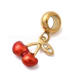 Подвески-шармы с фруктами в европейском стиле из нержавеющей стали 304 с красной эмалью&nbsp;STAS-D153-26G