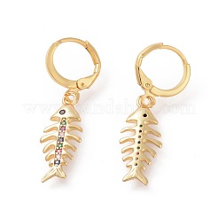 Серьги-кольца из латунного микро-паве с фианитами EJEW-F233-09G