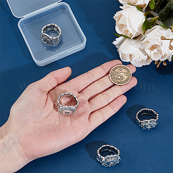 4 шт. 4 стиля взаимозаменяемых колец-защелкивающихся из сплава&nbsp;RJEW-DR0001-07B