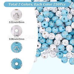 500шт 2 цвета покрытия акриловых бусин&nbsp;PACR-SP0001-08