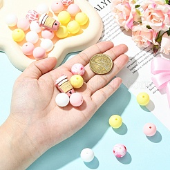 30шт 6 стиля круглые силиконовые фокусные бусины&nbsp;SIL-YW0001-99