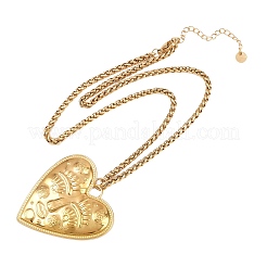 Цепочка из пшеницы с кулоном в виде человеческого лица из нержавеющей стали 304&nbsp;NJEW-P430-03B-G