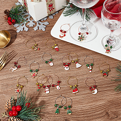 Weihnachts-Weinglas-Anhänger aus emaillierter Legierung&nbsp;AJEW-GA00017