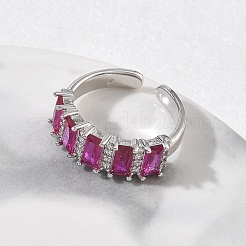 Offene Manschettenringe aus Messing mit Mikropavé und Zirkonia für Damen&nbsp;RJEW-L343-16P-02