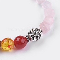 Естественно розовый кварц стрейч браслеты BJEW-JB03951-03