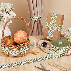 Жаккардовая лента из полиэстера с листьями OCOR-WH0101-67A