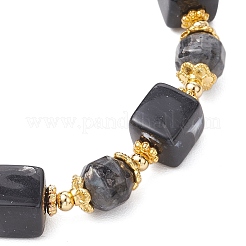 Натуральные бусины ларвикита эластичные браслеты для мужчин и женщин&nbsp;BJEW-JB12013