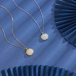 Collier pendentif pomme en jade blanc naturel anti-ternissement hetian&nbsp;JN1079A