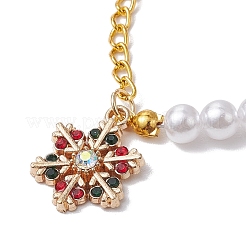 Рождественские АБС-пластиковые браслеты с имитацией жемчуга и железных цепочек&nbsp;BJEW-JB11276