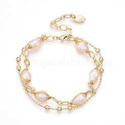 Латунь многожильных браслеты BJEW-N031-01G