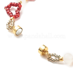 Pulsera con cuentas de semillas de vidrio y ágata natural con cierre magnético de latón&nbsp;BJEW-JB07803