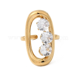 Offene Manschettenringe aus 304er Edelstahl mit Mikropavé und Zirkonia für Damen&nbsp;RJEW-K258-12A-G