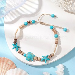 Браслеты из синтетической бирюзы и ракушек BJEW-JB11510-01