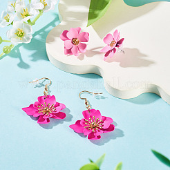 2 Paar 2 Stile Eisenblumen-Ohrhänger und süße und stilvolle mehrschichtige Blütenblatt-Blumenohrstecker&nbsp;EJEW-TA0001-80A