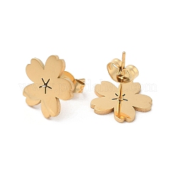 304ステンレススチールスタッドピアス  花  ゴールドカラー  12.5x13mm&nbsp;EJEW-K285-05G
