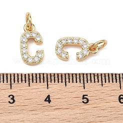 シェグレース 真鍮 マイクロパヴェ クリアキュービックジルコニア ペンダント  ニッケルフリー  18KGP本金メッキ  文字Cのチャーム  12x6.5x2.5mm  丸カン：5x1ミリ  内径：3mm&nbsp;XGRQ29929-394G-C
