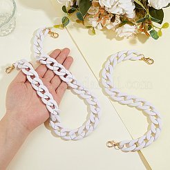 2個 2スタイル アクリル携帯チェーン  電話ハンドストラップチェーン  ホワイト  377~605x21x6.5mm&nbsp;DIY-HS0001-94A
