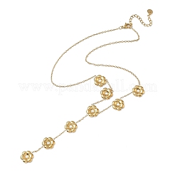Lariat-Halsketten aus Edelstahl 304 mit Mikropavé-Fassung und Zirkonia für Damen&nbsp;SA-CBA4051-03G
