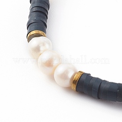 Bracelets extensibles en perles heishi en pâte polymère&nbsp;BJEW-JB06145-02