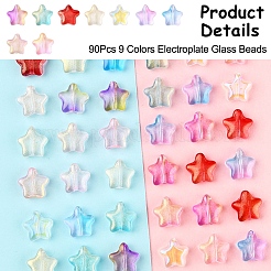 90шт 9 цвета гальванические стеклянные бусины&nbsp;EGLA-FS0001-49