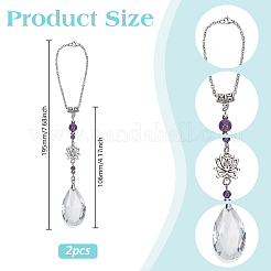 2 pendentif décoratif en forme de larme de verre&nbsp;HJEW-WH00100