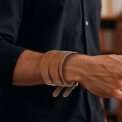 2 шт. 2 цвета браслеты из искусственной кожи в стиле панк-рок&nbsp;BJEW-GO0001-14