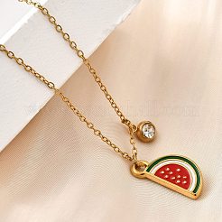 Ожерелья с подвесками из нержавеющей стали 304 с красной эмалью для женщин&nbsp;NJEW-U043-02A-G