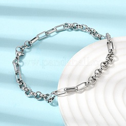 304ステンレススチールリンクチェーンブレスレット＆ネックレスジュエリーセット  カニカン付き  ステンレス鋼色  600mm&nbsp;SJEW-L199-17P