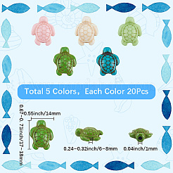 100шт 5 стиля окрашенные синтетические бирюзовые бусины G-SC0003-49