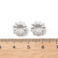 Плоские круглые латунные микропаве прозрачные кубические циркониевые европейские бусины KK-L237-015P