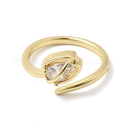 Offene Manschettenringe aus Messing mit Mikropavé und Zirkonia für Damen&nbsp;RJEW-L343-01G-02