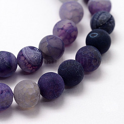 Chapelets de perles en agate naturelle altérée mate&nbsp;G-F374-8mm-01