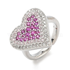 Кольца-манжеты в форме сердца из латуни с микропаве из кубического циркония для женщин RJEW-A069-12P