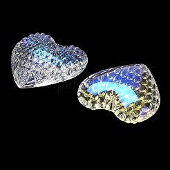 ガラスチャーム  多面カット  ハート  クリアAB  34x35x13mm  穴：1.6mm&nbsp;GLAA-P064-01D